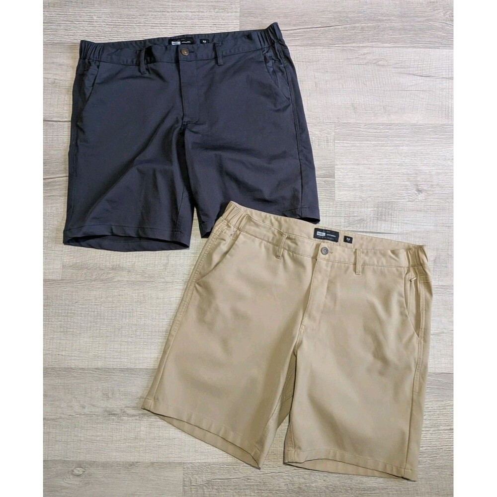 Lot of 2 Barbell Apparel Mens Shorts Size 34 Casual Stretch Activewear Blue Tan